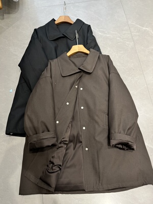 欧货2025新款冬季中空纱真丝翻领90白鹅绒羽绒服女中长款加厚外套