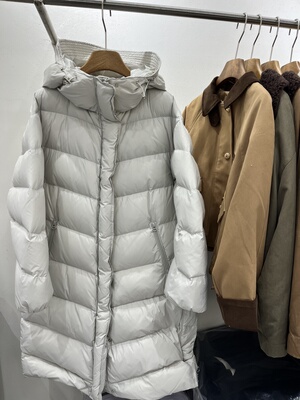 欧洲站2025新款冬季连帽90白鹅绒羽绒服女长款加厚外套韩版高级感