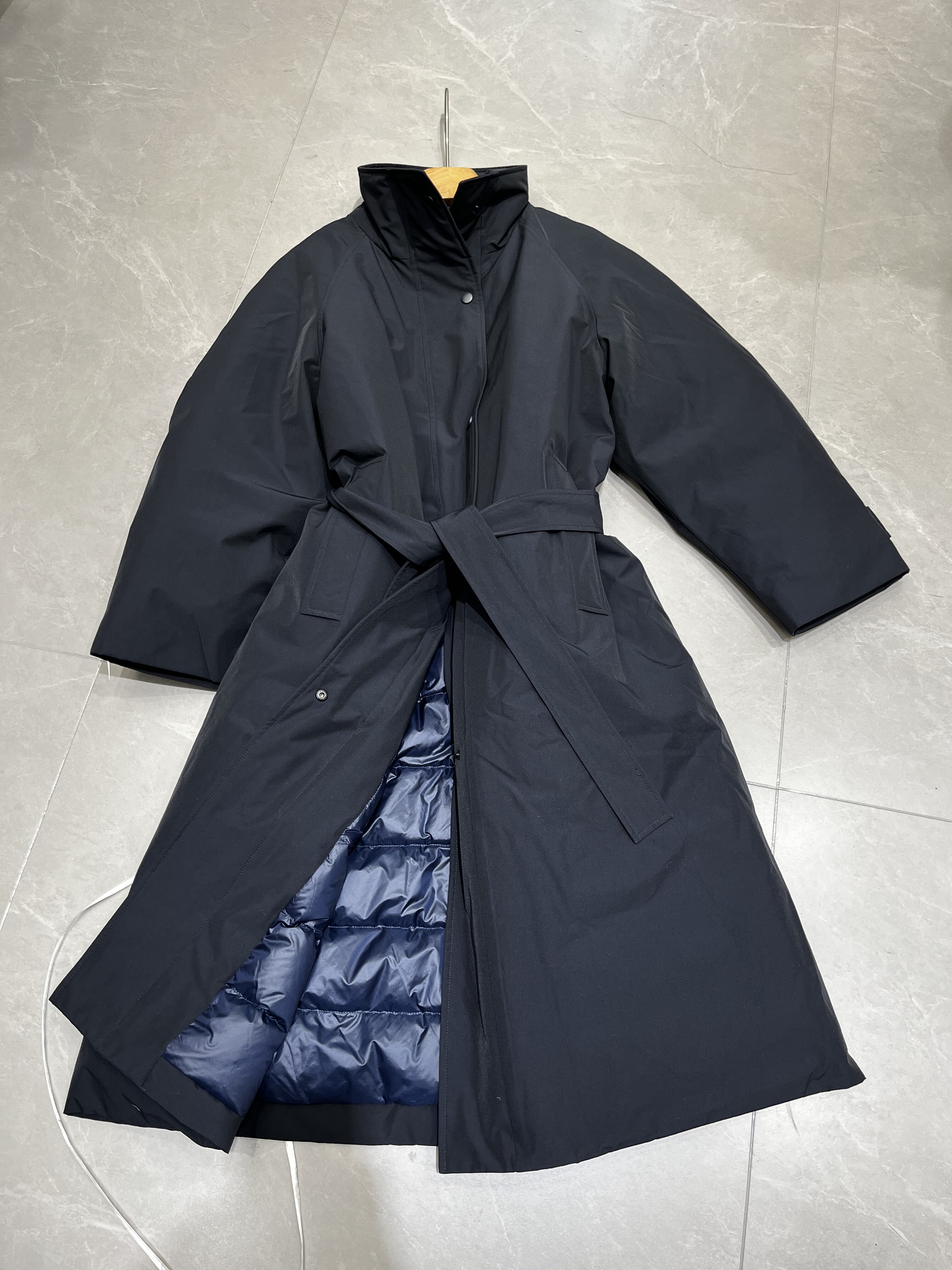 藏青色鹅绒服风衣外套羽绒服