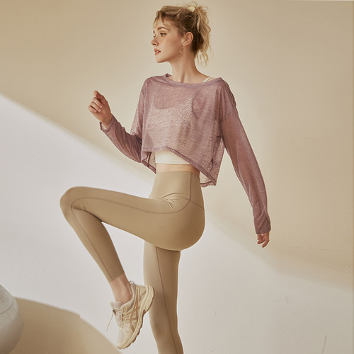 长袖上衣透气宽松瑜伽服罩衫女