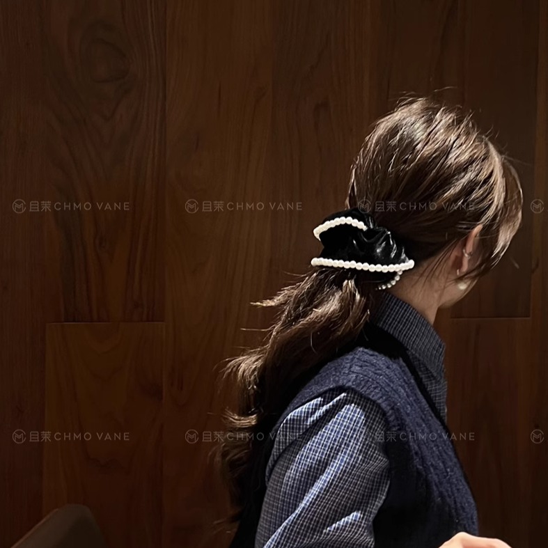 且茉~实用主义～手工缝珠丝绒大肠圈新款头饰发圈大肠圈秋冬发饰