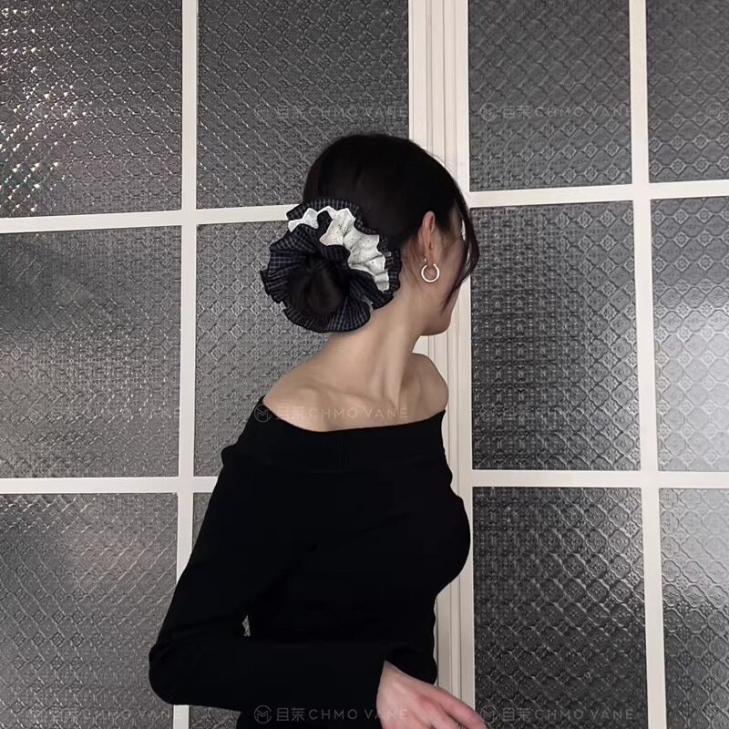 且茉~蓝莓酱心~蓝格大肠圈发圈扎头发皮筋新款头饰发饰气质优雅