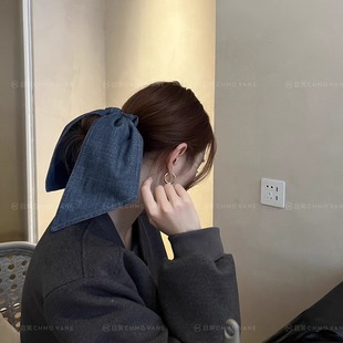 且茉 牛仔飘带发圈肠圈发饰许我耀眼优雅气质马尾头饰 露丝同款