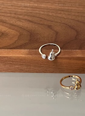 葫芦通体银925开口戒指新款配饰