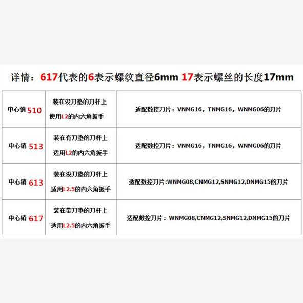 数控车刀杆刀具配件/销钉中心销柱/刀垫螺丝CTM511/513/613/617