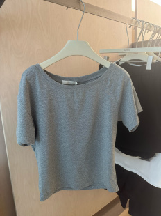 百搭宽松灰色大圆领短袖 显瘦斜肩T女时尚 女店主自留 新款 NM夏季