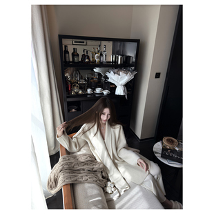 NAOA 气质慵懒 row系风浴袍式大衣质感针织毛衣开衫外套