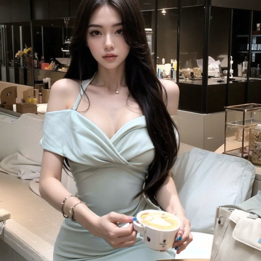 DFAY清水百合的温柔陷阱 很言情的连衣裙露肩包臀裙子女春夏