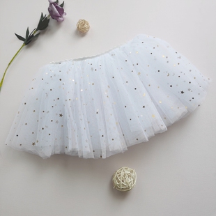 儿童舞蹈蓬蓬裙亮片网纱跳舞芭蕾裙女孩公主三层TUTU半身纱裙表演