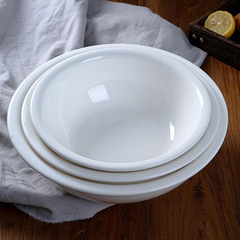 大汤碗白色陶瓷饭盆瓷盆家用和面盆酸菜鱼盆子大号面碗饭店大汤盆
