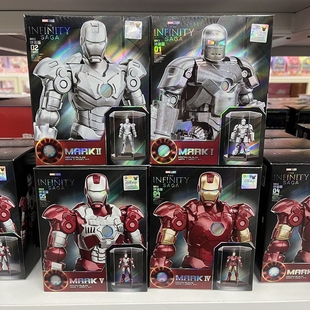 漫威马克手办钢铁侠防尘罩拼装积木人偶关节可动男孩益智拼插玩具
