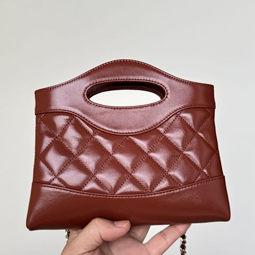 敲美敲赞的25新色焦糖棕油蜡羊皮31包nano菱格链条包手提斜挎女包