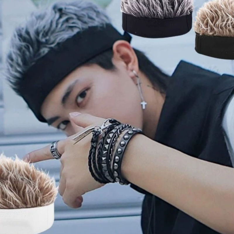 假发帽子一体秋冬男时尚男创意道具带头发的帽子男女