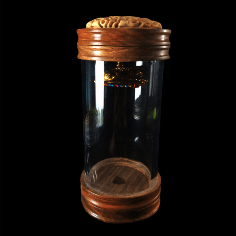 罐王•S147•梨音双鲤•徐一舟草花梨黄杨木蝈蝈罐双鱼簧65*160