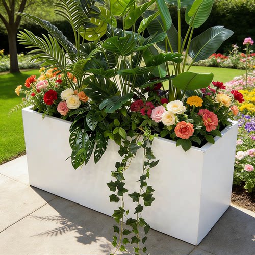 户外不锈钢花箱定制阳台种植箱商业街成品花坛组合铁艺长方形花槽