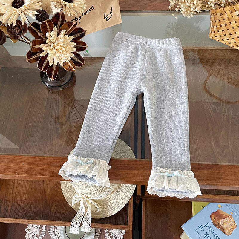 【现货】QK252236女童加绒打底裤2025秋冬一体绒蝴蝶结花边保暖裤,童装/婴儿装/亲子装,打底裤,淘宝优惠券,粉丝福利购,淘宝优惠卷