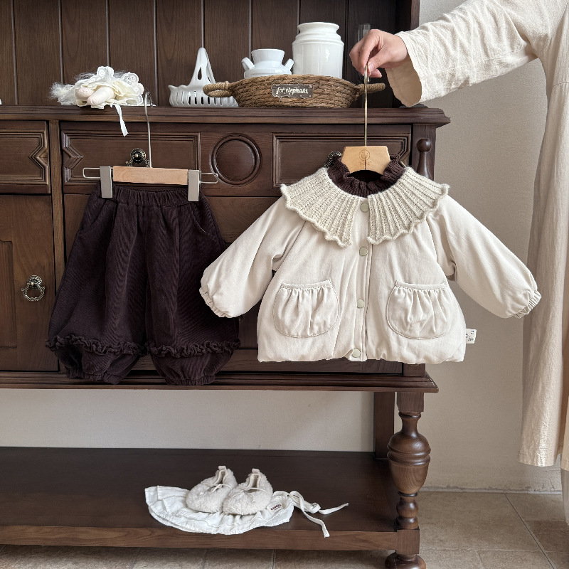 婴儿衣服棉服冬季女宝宝外套加厚新款一岁婴幼儿冬装时尚棉衣套装