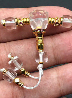 天然白水晶顶腰珠三通套装隔珠三通百搭套装星月菩提金刚108佛珠