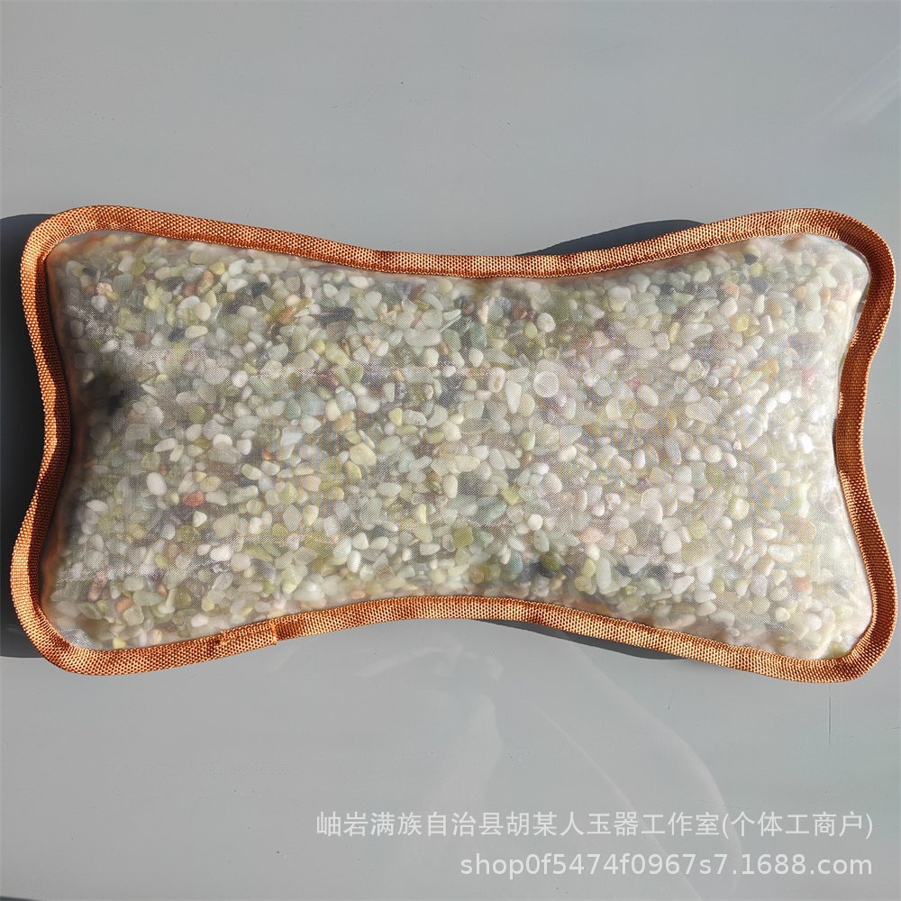 岫玉颗粒玉石枕药王石碎石网面天然夏季降温夏凉石头枕头厂家批发