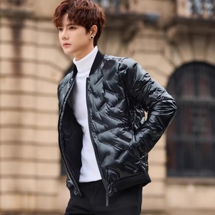 男士轻薄羽绒服立领冬季外套加厚短款面包服韩版修身棉袄软面皮衣