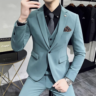 痞帅潮流艺考主持人舞台演出礼服小西装 时尚 韩版 男士 亮色西服套装