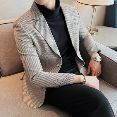休闲西服千鸟格西装上衣痞帅外套
