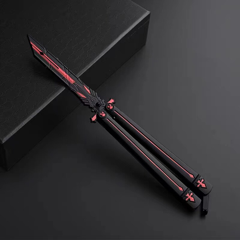 蝴蝶折叠刀甩手训练儿童玩具刀剑未开刃原神防身魔刀千刃合金模型