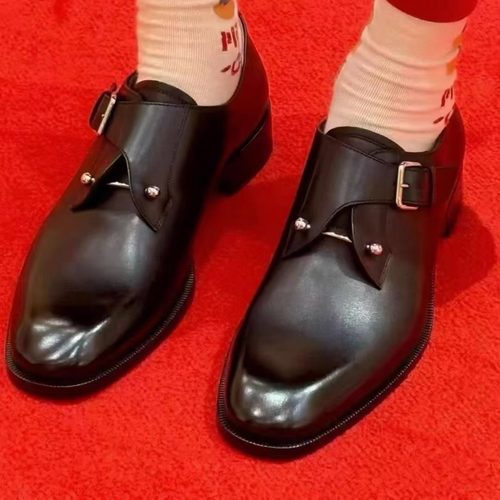 男士高端英伦风真皮cl红底皮鞋增高王俊凯同款牛皮新郎低帮结婚鞋