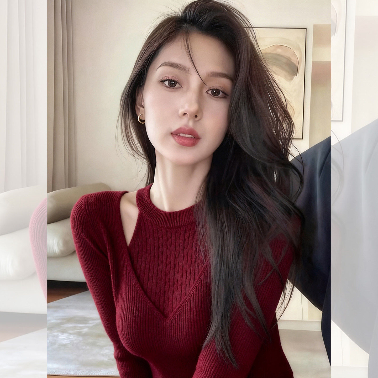 红色假两件针织衫毛衣女款2025新款圣诞穿搭巨好看的初冬内搭上衣