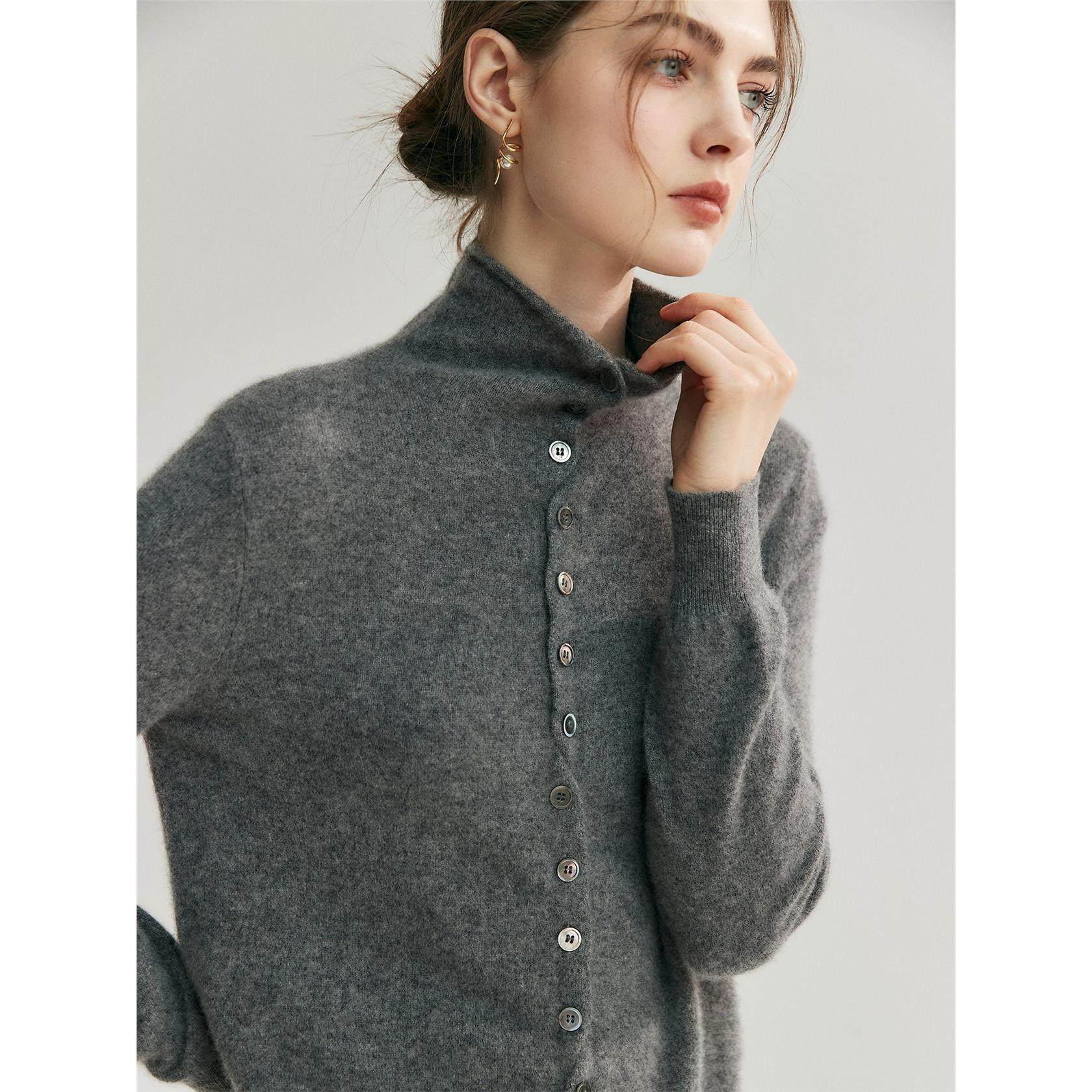 法式覆古灰色卷边高领毛衣开衫女秋冬慵懒风针织外套打底内搭上衣,个性定制/设计服务/DIY,棉服工装,淘宝优惠券,粉丝福利购,淘宝优惠卷