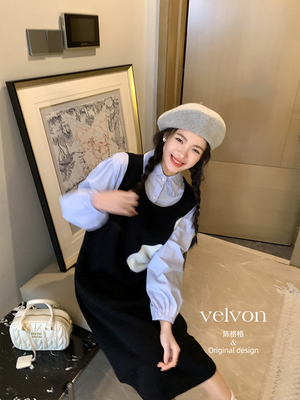 毛线背心裙2024春装新品叠穿显瘦