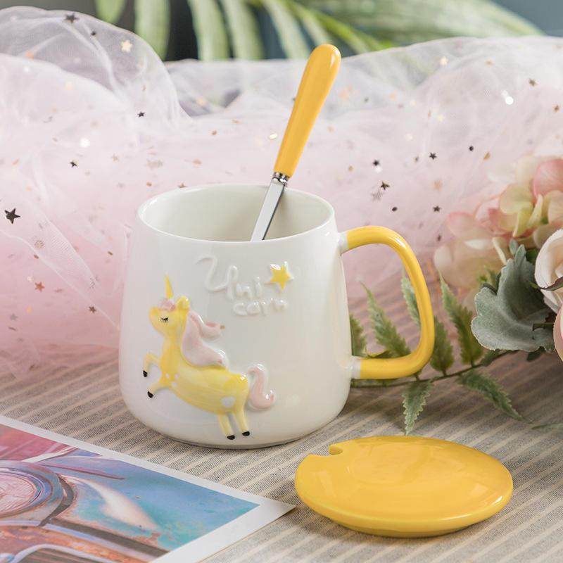 独角兽创意卡通情侣陶瓷咖啡杯带盖可爱礼品马克杯子送礼好物爆款,餐饮具,马克杯,淘宝优惠券,粉丝福利购,淘宝优惠卷