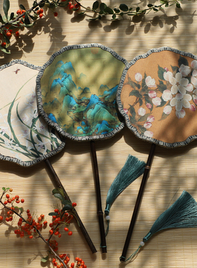 紫竹扇古风中国风古典女汉服走秀舞蹈扇旗袍长短柄团扇异形宫扇子