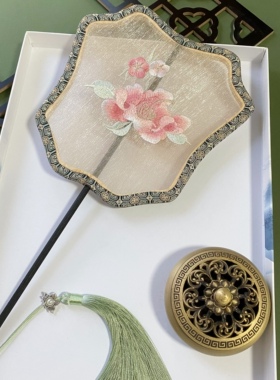 古风汉服扇子中国风刺绣团扇夏季复古代旗袍走秀儿童舞蹈苏绣圆扇