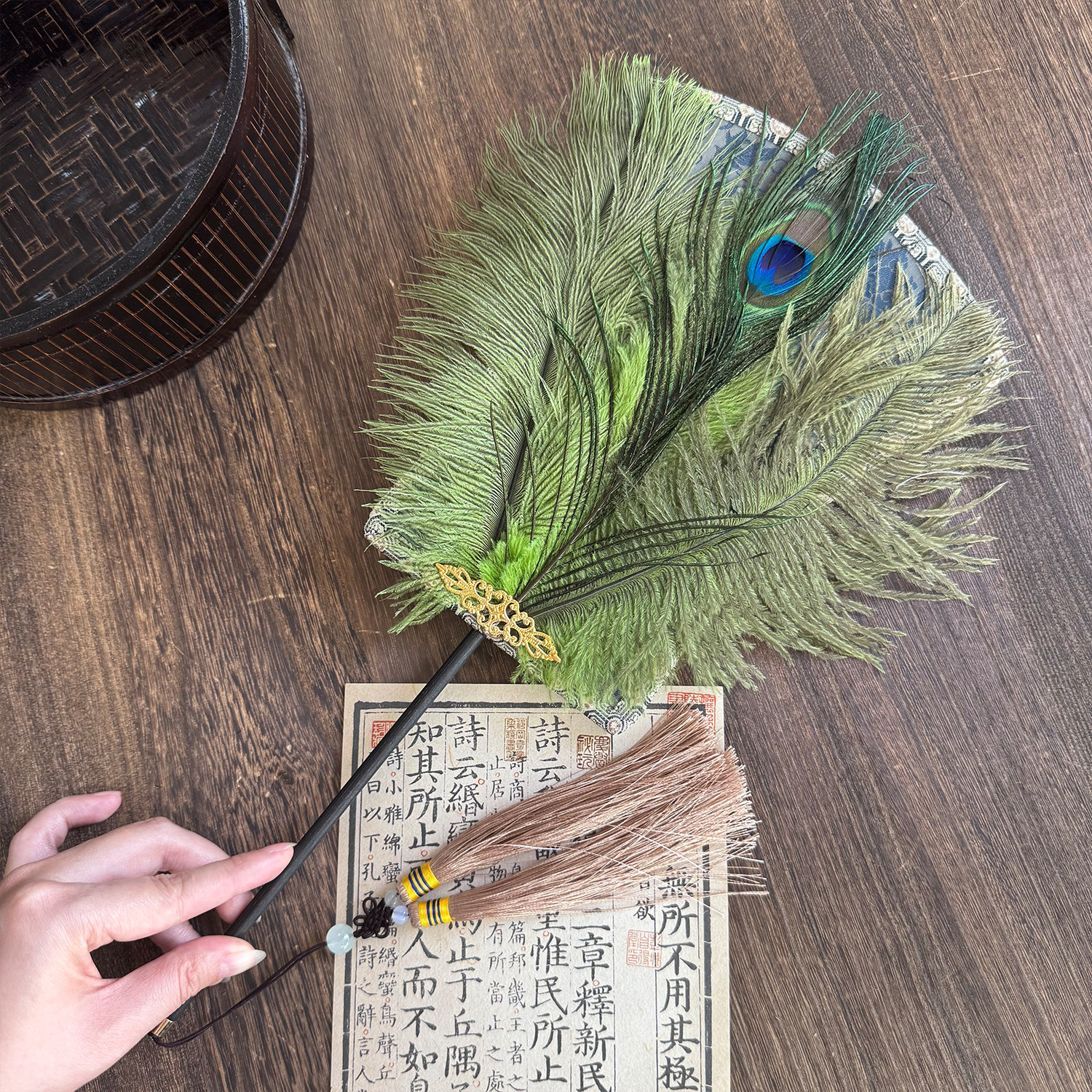 孔雀羽毛扇超仙羽毛团扇古风汉服新中式配饰手持扇子拍照饰品,家居饰品,工艺扇/团扇/喜扇/折扇,淘宝优惠券,粉丝福利购,淘宝优惠卷