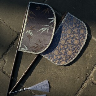 刀把扇便面扇紫竹长柄刀扇汉服拍照跳舞蹈道具复古扇子