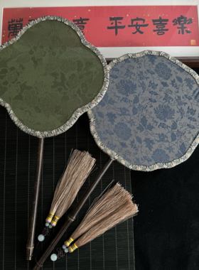 天然紫竹手柄团扇古风旗袍汉服扇子舞蹈扇夏天中国风古装拍摄道具