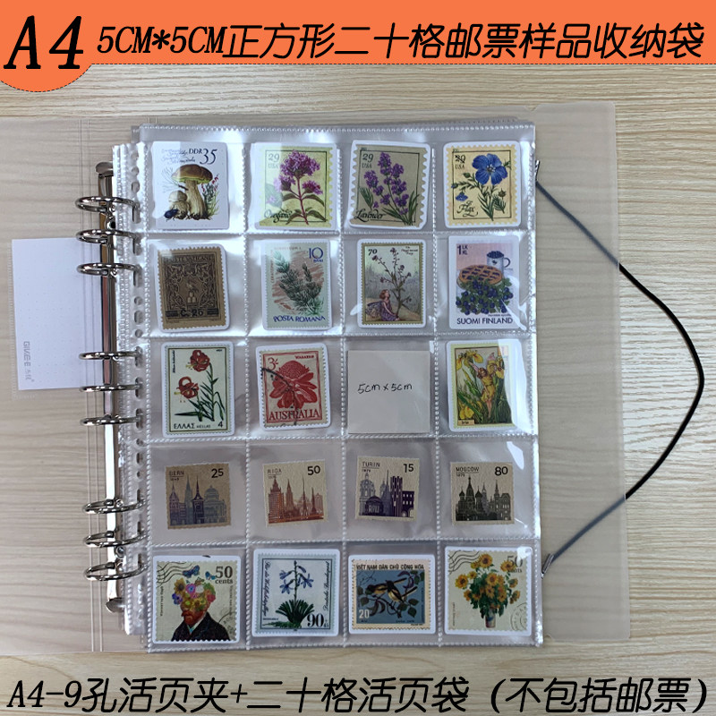 A4-9孔绑带5*5CM二十格高清透明活页册小卡片样品硬币集邮收藏夹