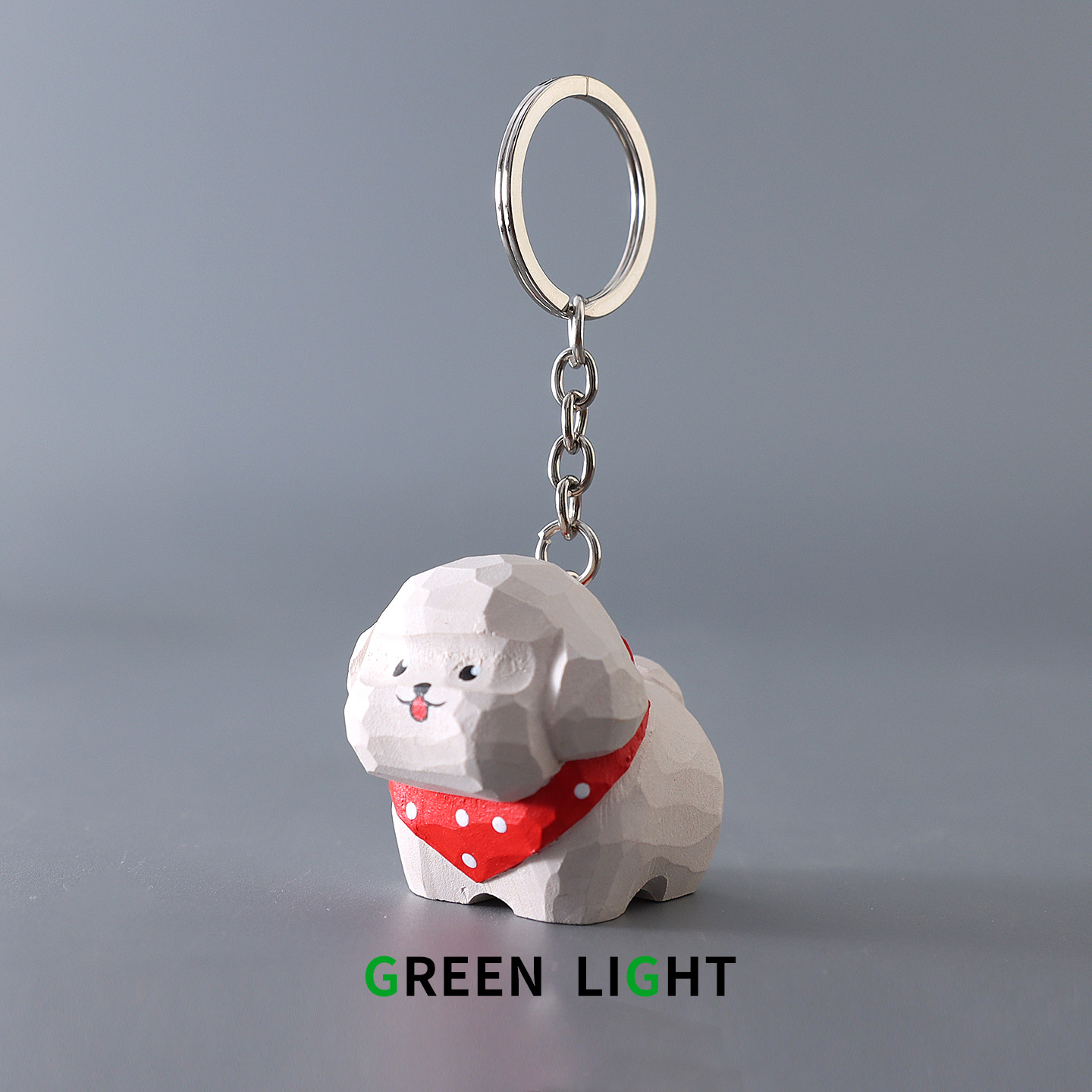 木雕白色泰迪围巾狗狗钥匙扣小众平安书包包挂件朋友生日礼物挂饰