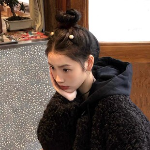 小香风丝绒珍珠碎发夹女前额碎发夹子侧边发卡发饰鸭嘴夹秋冬头饰