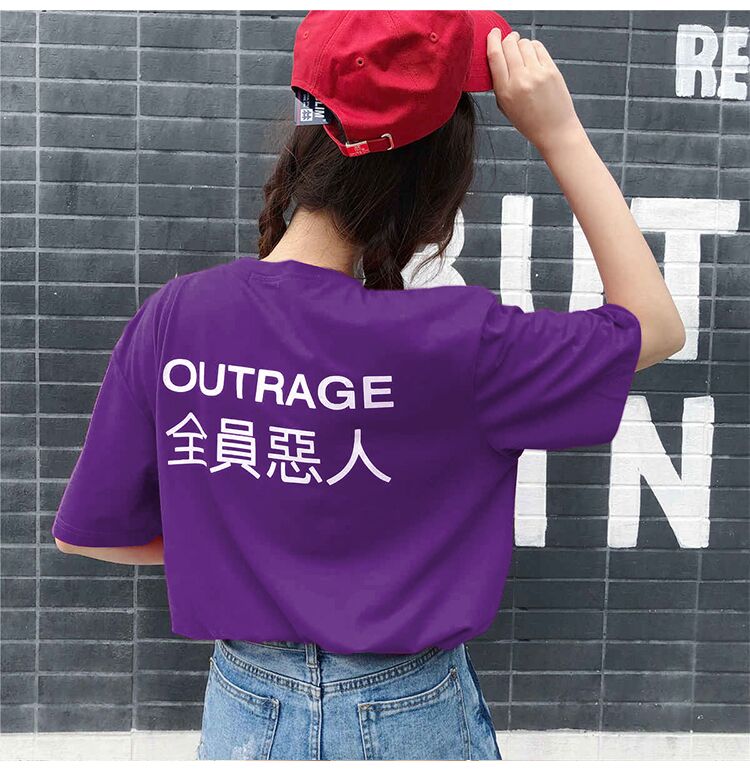 纯棉T恤女夏韩国ulzzang全员恶人宽松情侣ins原宿BF学生宽松上衣