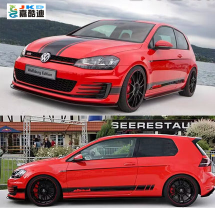 大众POLO车身拉花6高尔夫7尚酷GTI个性装饰贴纸侧裙机盖彩条车贴
