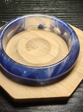 天然蓝晶手镯干净无铁锈56.6圈口已出证书一物一图所见所得有视频