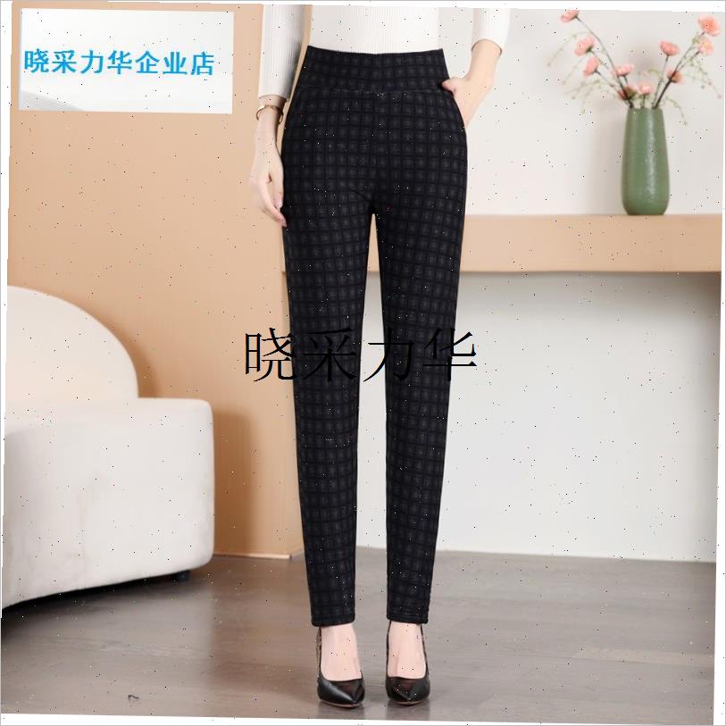 妈妈冬季加绒护膝棉裤中老年女外穿高腰弹O力奶奶加厚保暖驼绒长l