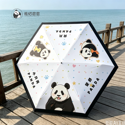 【良月雨伞碰击布2026熊猫】可爱太阳伞遮阳伞夏季防晒两用便携