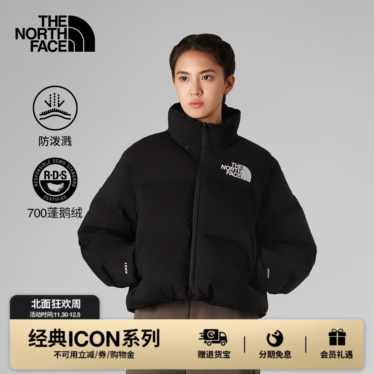 北面UE女可拆卸防泼水鹅绒服