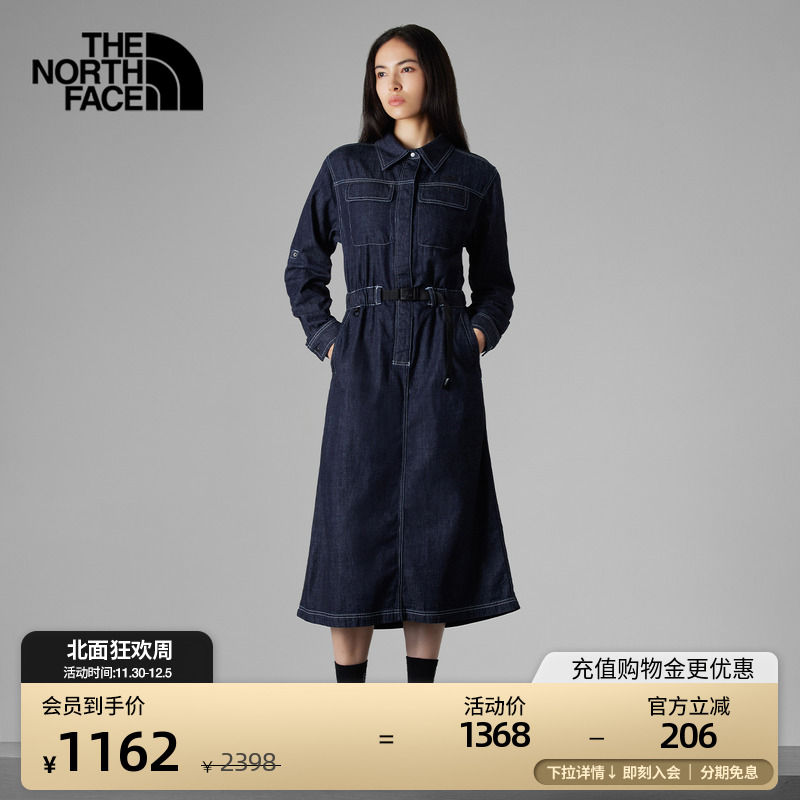 北面UE女丹宁牛仔长袖连衣裙