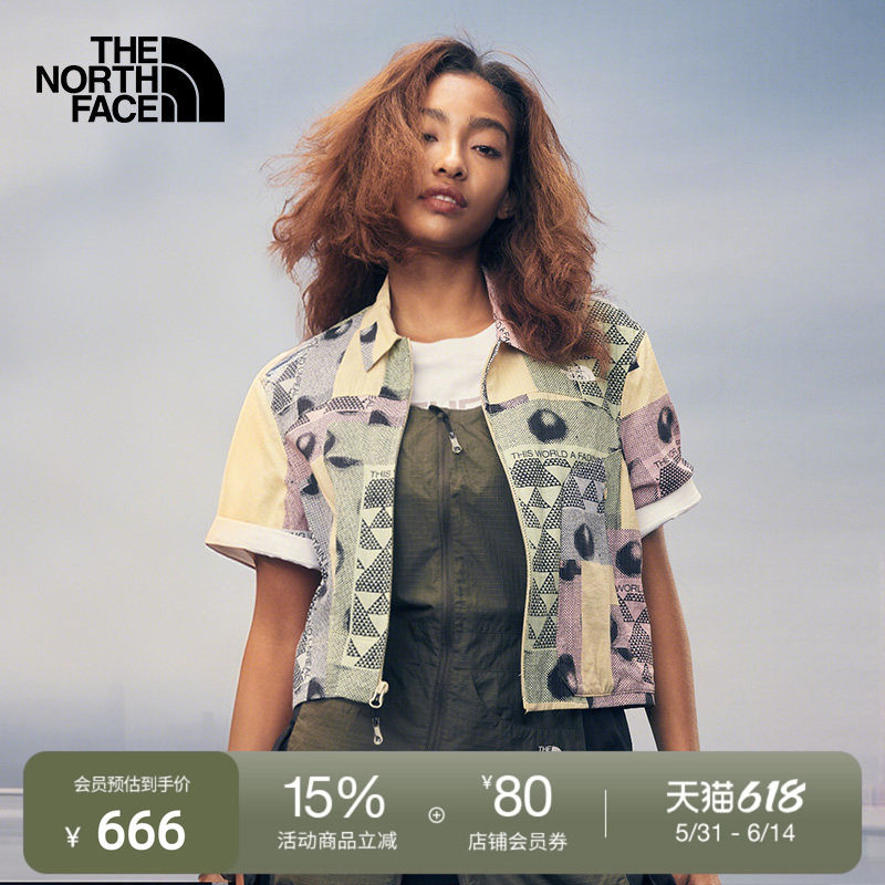 北面UE设计师款女印花短袖衬衫休闲户外夏款TheNorthFace|8CUC