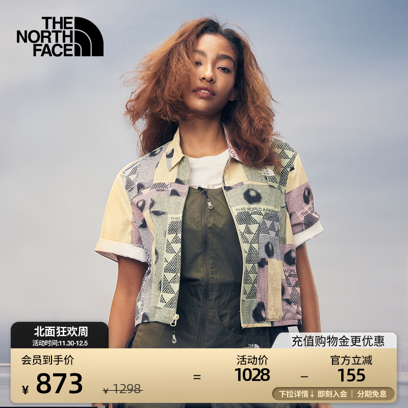 北面UE设计师款女印花短袖衬衫