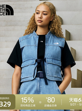北面UE设计师款女休闲牛仔马甲A字拼接户外秋款TheNorthFace|8E6W